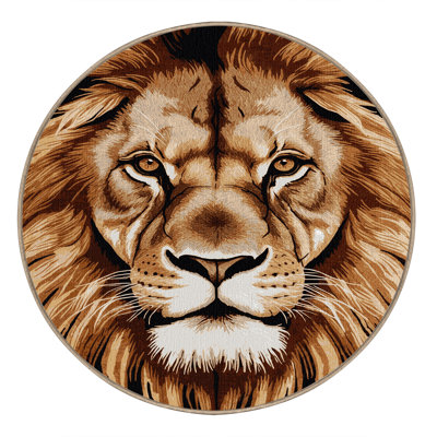 Washable Asiatic Lion Wildlife Area Rug