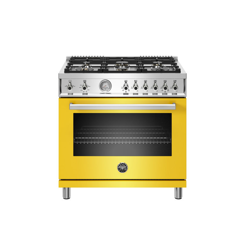 Bertazzoni 36'' W Free Standing Range, Yellow