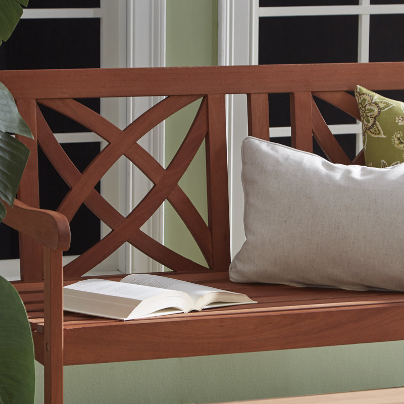 Aleha Solid Wood Outdoor Bench, Reddish Brown