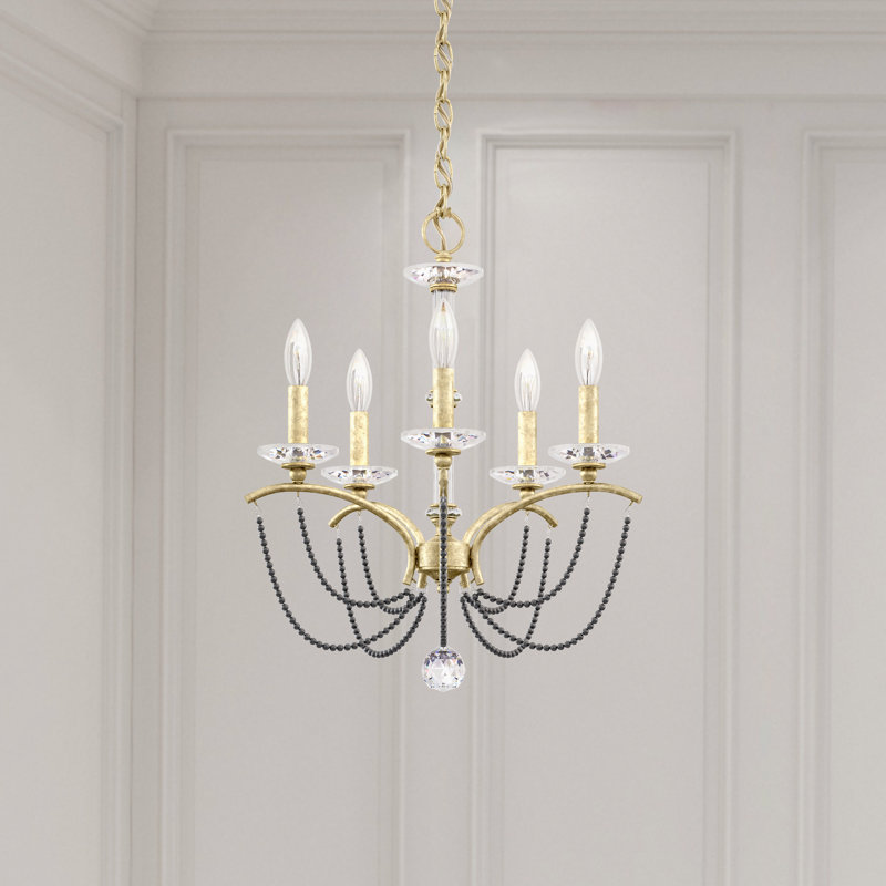 Priscilla 5 - Light Chandelier, Heirloom Silver/Dark Gray Pearl 