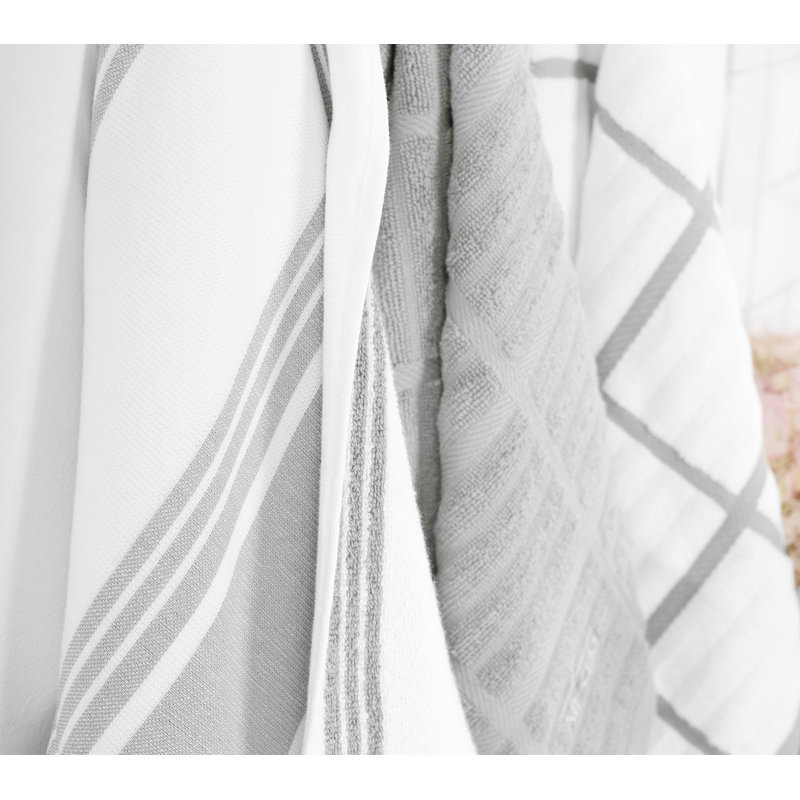 Dual Striped Tea Towel, Titanium