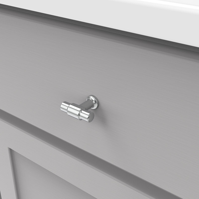 Poignée en T de la collection Piper - 1-5 / 8 "x 5/8" Chrome - Quincaillerie de style Mid-Century pour tiroirs et armoires