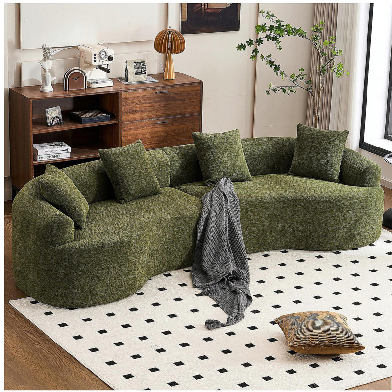 Canapé modulaire courbé en mousse à compression complète vert, canapé-lit en velours haute densité 30D, convenant aux appartements, 800 livres L 110 po