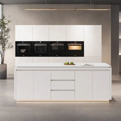 94.49-Inch Kitchen Island with Marble Countertop and Spacious Storage -  Artistic Soul XKX Premium Furniture, 8574SHZ312EI