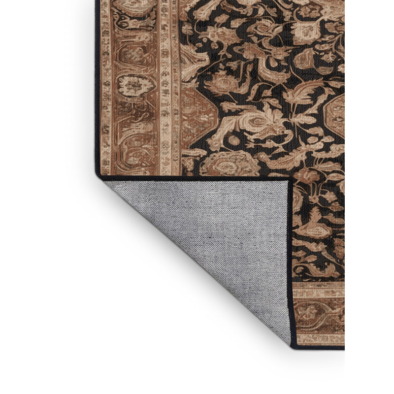 Tapis brun lavable à la machine, Rond 7 pi