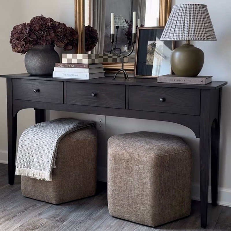 Console style français rétro noir, 31.5" H x 70.9" L x 15.7" W