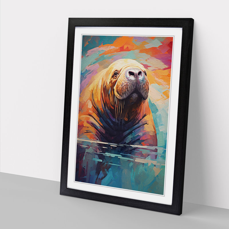 Walrus Abstract - Framed Print, 46cm H x 34cm W x 2cm D, Black