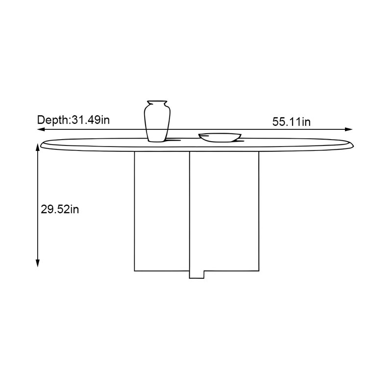Table de salle à manger encastrée en bois massif,  H 29,52 po x L 55,11 po x l 31,49 po