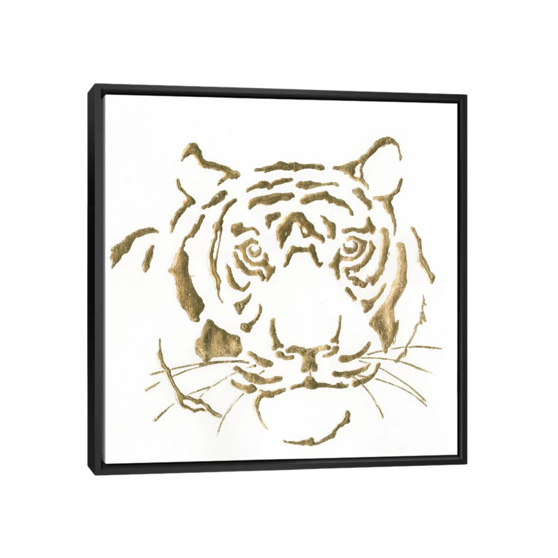 «Gilded Tiger», impression sur toile, H 18 po x l 18 po x P 1,5 po, Toile avec cadre noir, Pas de tapis
