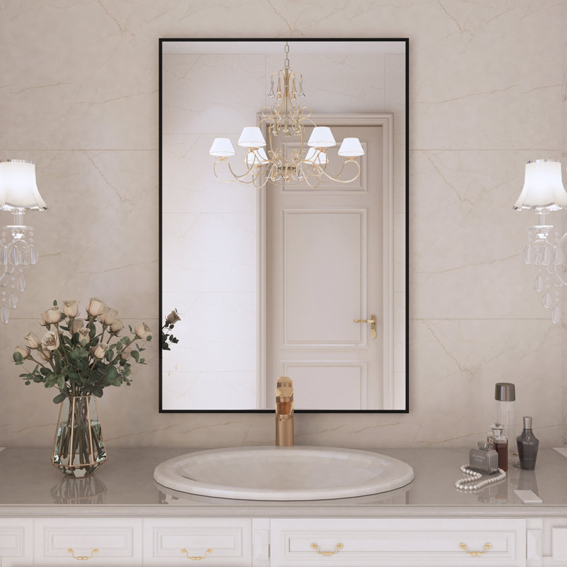 Miroir d'appoint Lesamuel, 24 po x 36 po, Noir mat, Rectangulaire