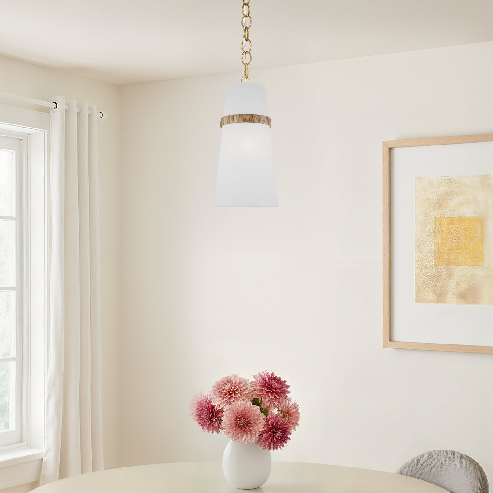 Daquavion Linen Steel Dimmable Pendant, 18" H x 8.12" W x 8.12" D, 1