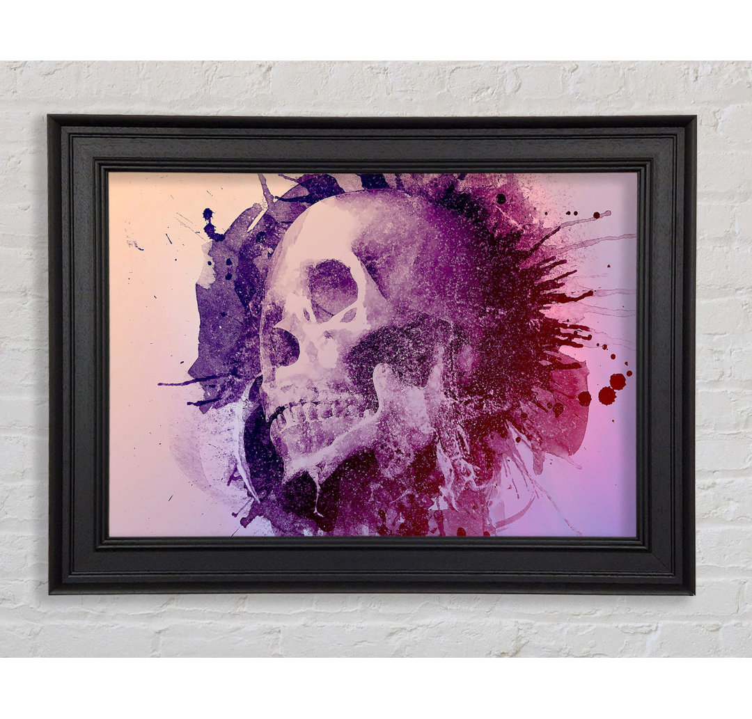 Aquarell Totenkopf Design Gerahmter Druck