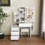 Bureau de coiffeuse moderne avec éclairage à DEL réglable, rangement et fauteuil-63910531