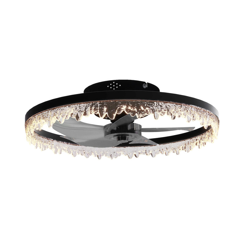 Ventilateur de plafond encastré intelligent avec lumière - lustre à DEL intégré de 20 pouces avec 5 pales invisibles, télécommande et minuterie, éclairage à intensité variable, fonctionnement ultra-silencieux pour la chambre à coucher, le salon et le coin-repas