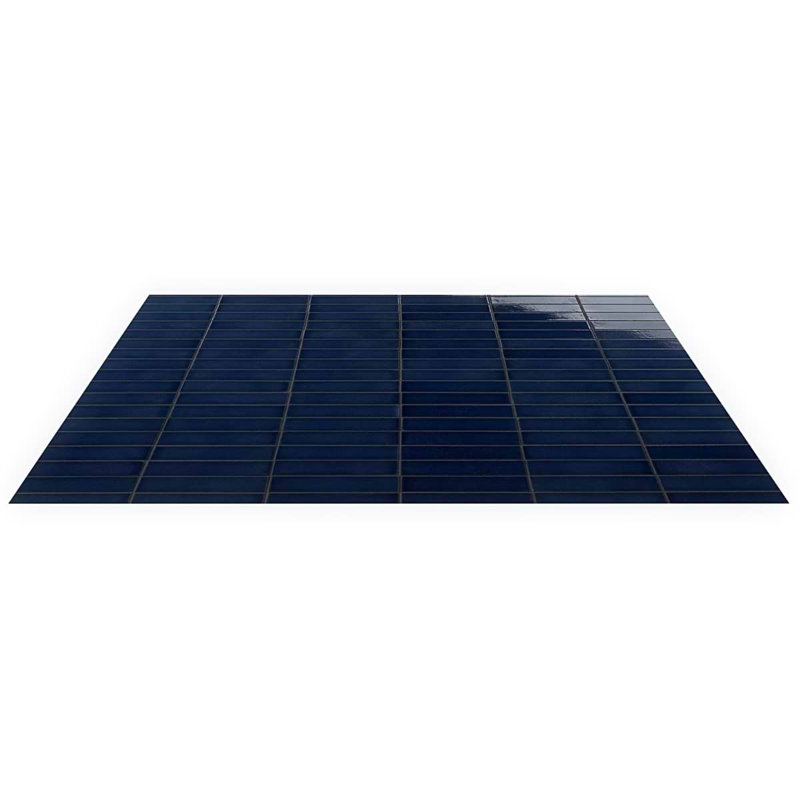 Color One 2x8 Glossy Lava Stone Tile, Jean Blue