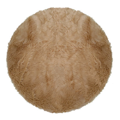 Tan Round Faux Shag Size 4X4 ROUND