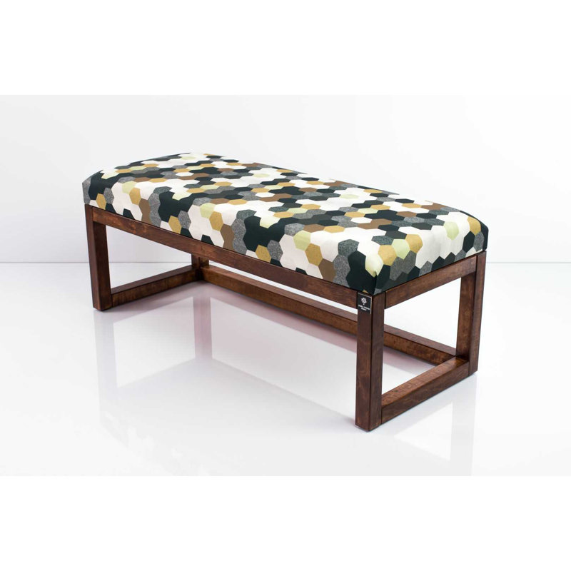 Velvet Upholstered Bench, 45 x 95 x 35 cm, Yellow/Black