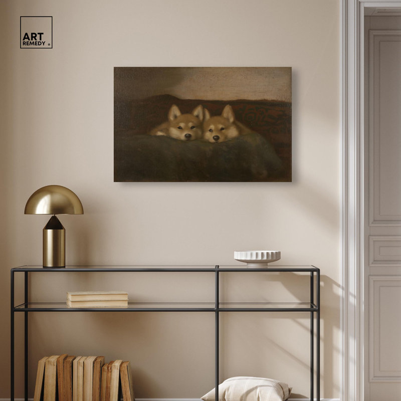 «Rustic Dog Days», impressions sur toile par Art Remedy, H 24 po x l 36 po, Toile tendue avec châssis