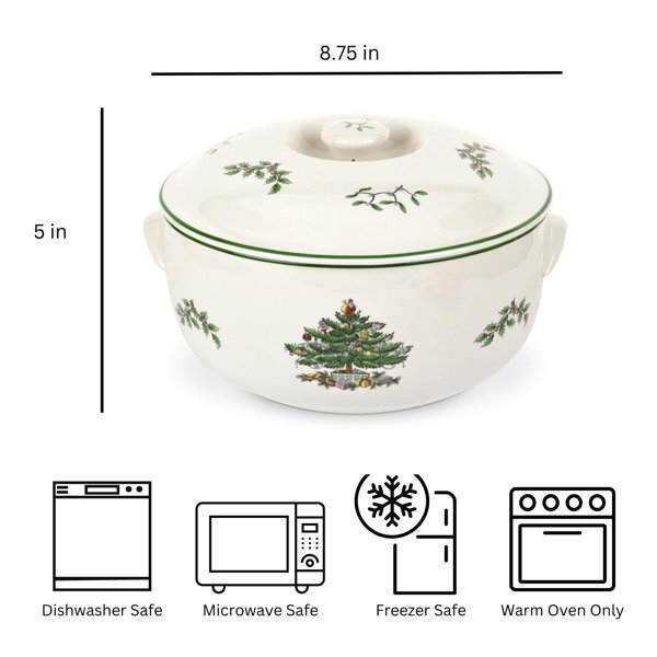 Spode Christmas Tree 10 Inch Pie Dish Baked with Love | Round Baking Dish  for Cake, Pie, and Dessert | Made of Earthenware | Dishwasher, Microwave