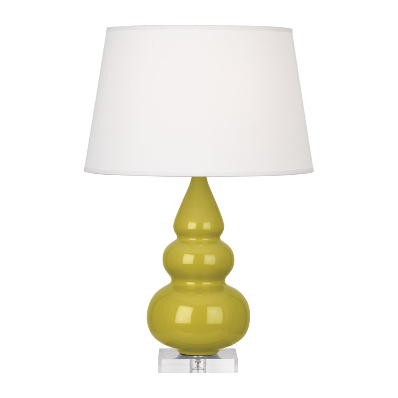 Triple Gourd Table Lamp, 24" H x 16" W x 16" D, Citron Glazed Acrylic, Pearl Duponi