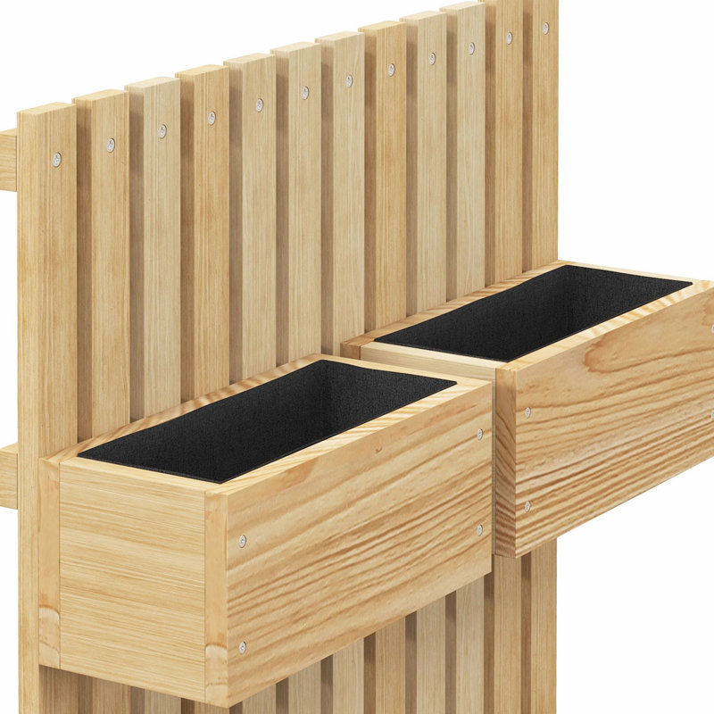 Jardinière en treillis surélevé pour diverses plantes - bois naturel, hauteur réglable, fonction d'auto-vidange avec jardin à 5 bacs avec plantes, légumes, trou de drainage pour les herbes inclus