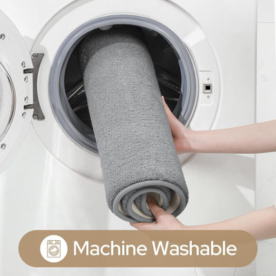 Upgraded Bathroom Rugs Set 3 Piece, Extra Thick Absorbent Soft Memory Foam, Washable Toilet Bath Mat (Grey,17"X24"+20"X32"+U Shape 20"X24")