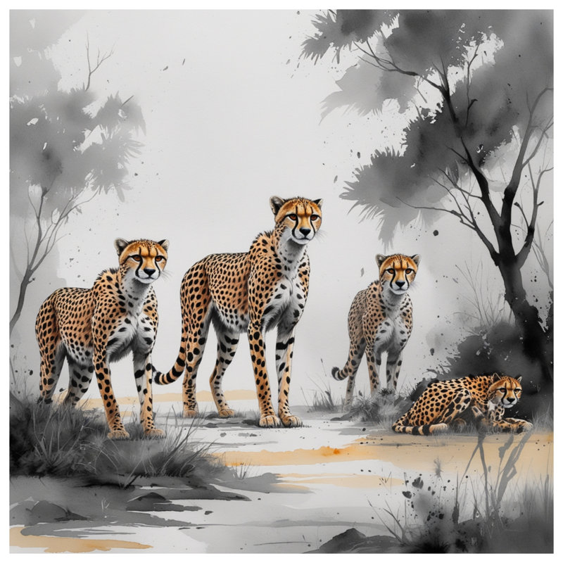Couvertures Cheetah Family Illustration, L 60 po x H 80 po
