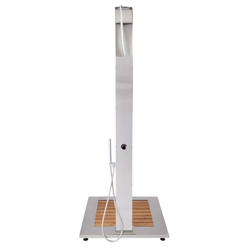 Alvin Outdoor Stainless Steel Shower Panel with Bamboo Tray