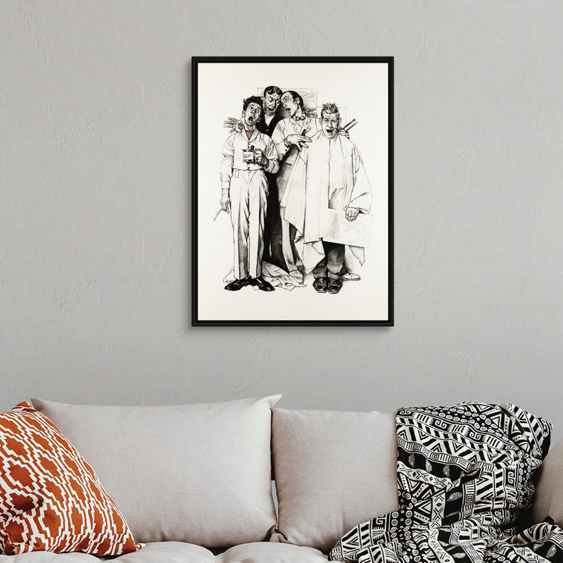 «Norman Rockwell Barberhop Quartet», art mural sur toile, H 34 po x l 26 po x P 1,75 po, Cadre flottant noir