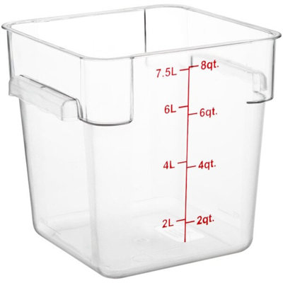 Contenant alimentaire en polycarbonate transparent de 8 pte Choice - Empilable, durable, certifié NSF pour les cuisines commerciales