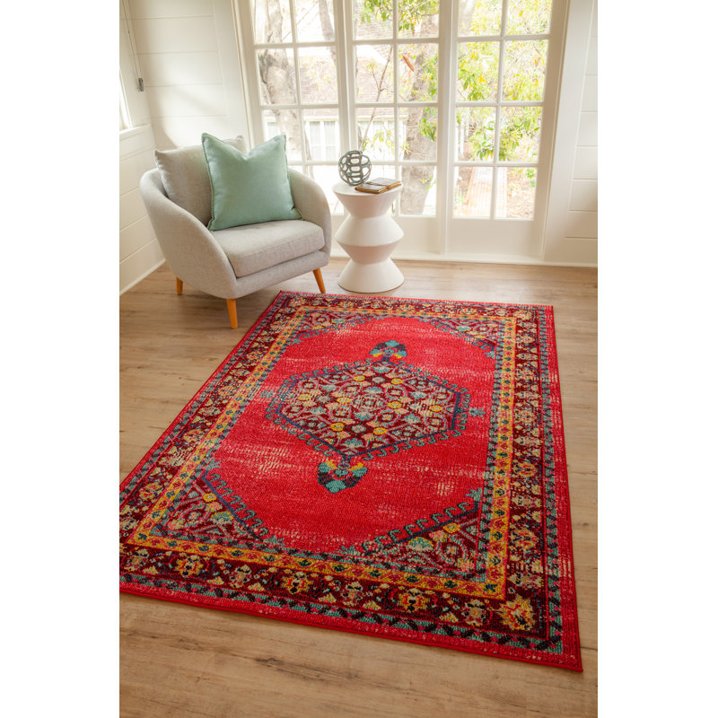 Tapis rouge cerise / rouge Boulton, Rectangle 5 pi x 7 pi