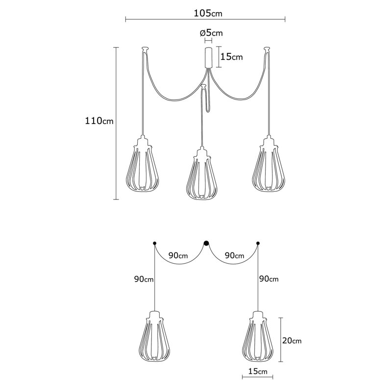 Luminaire suspendu géométrique à 3 lumières Crewe