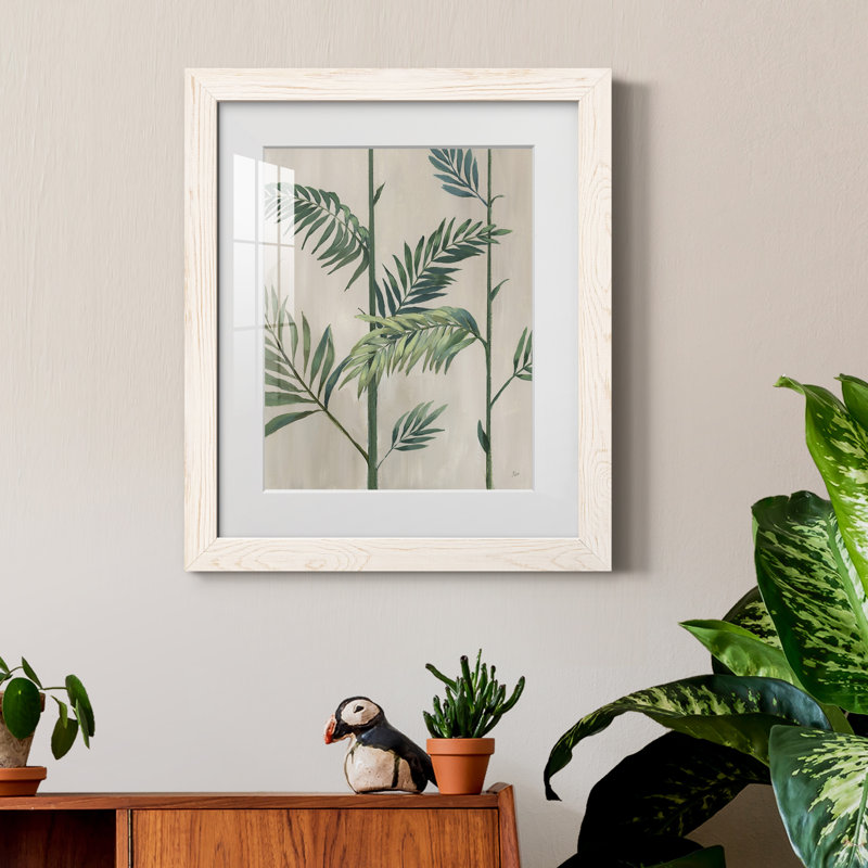Modern Fronds II - peinture encadrée, Blanc, H 20 po x l 17 po x P 1,5 po