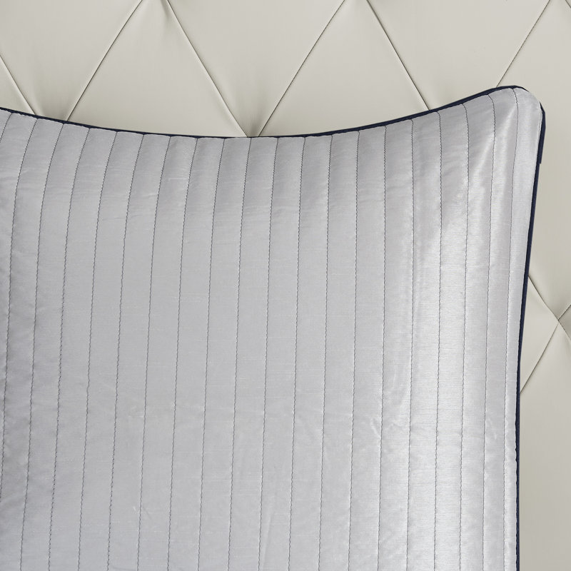 Navy Jacquard Cotton Queen 12-Piece Bedding Set