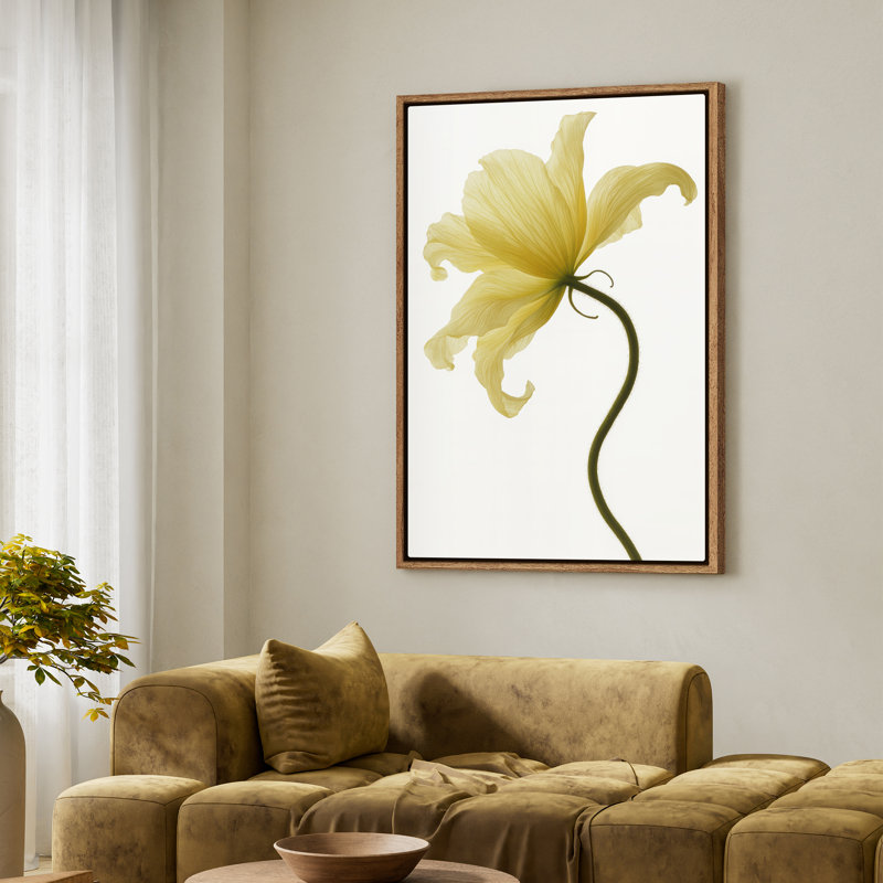 Art mural encadré, impressions florales jaunes pour chambre à coucher - 16 po x 24 po, 24" H x 16" W, Naturel