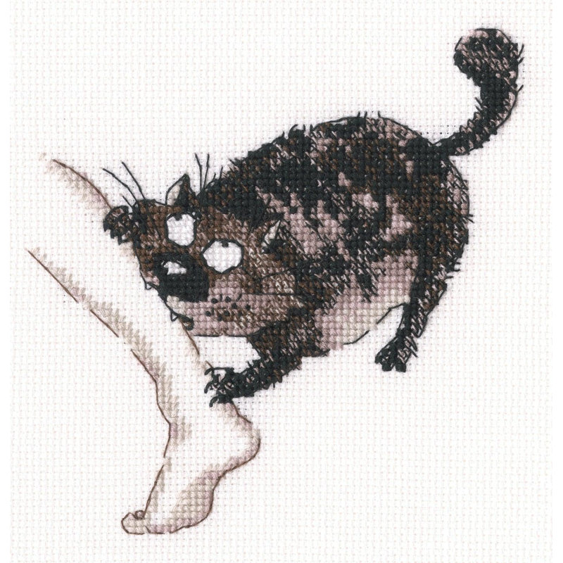 Miam ! Trousse de point de croix comptée Chat tigré rigolo par RTO C368