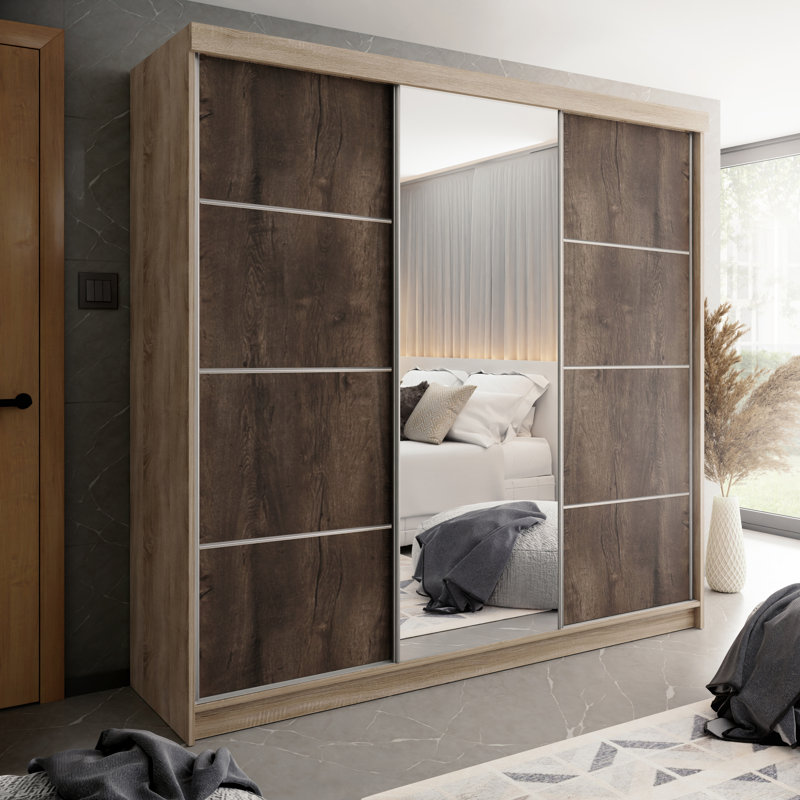 Madisson 3 Door Wardrobe, Natural/Walnut