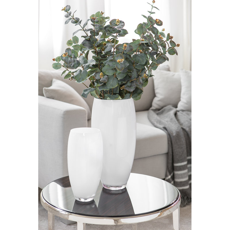 Africa Handmade Glass Table Vase, 40cm H x 21cm W x 21cm D, White
