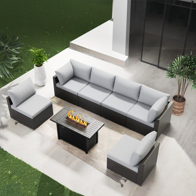 7 Piece Sectional Seating Group With Cushions by Latitude Run