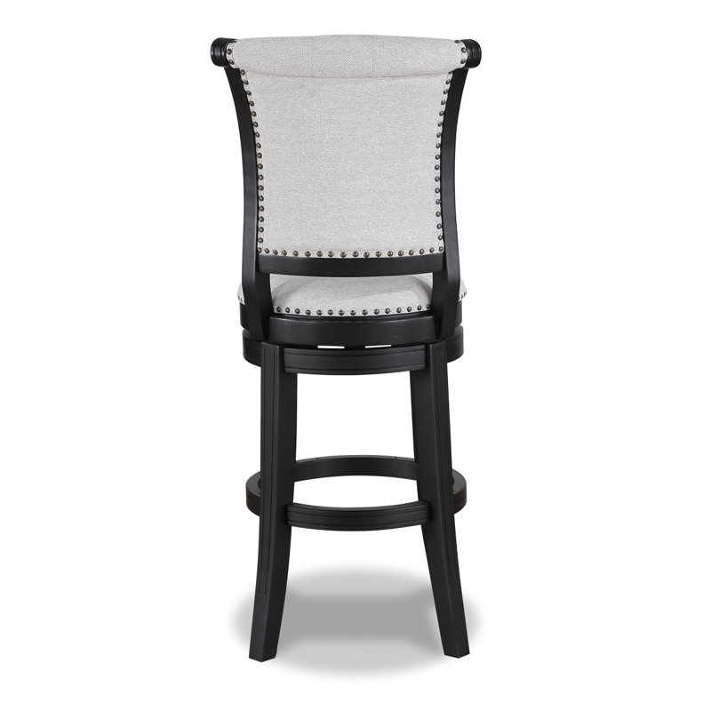 Stylish Swivel Pub Stools With Upholstered Seat And Nailhead Trim, Perfect For Dining And Entertaining
