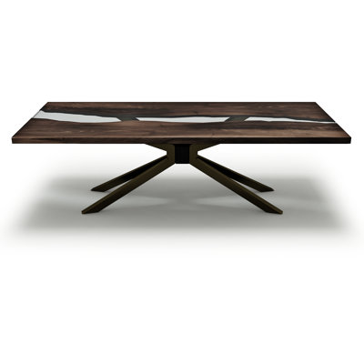 Walnut Metal Base Dining Table