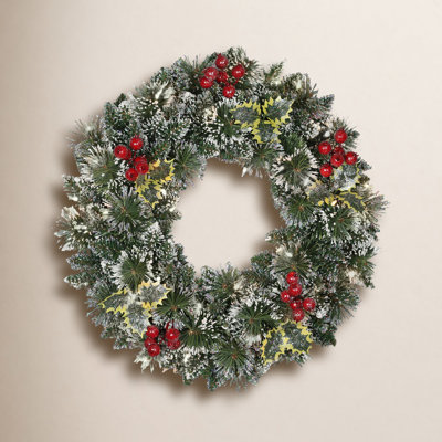 24'' Faux Pine Lighted Wreath