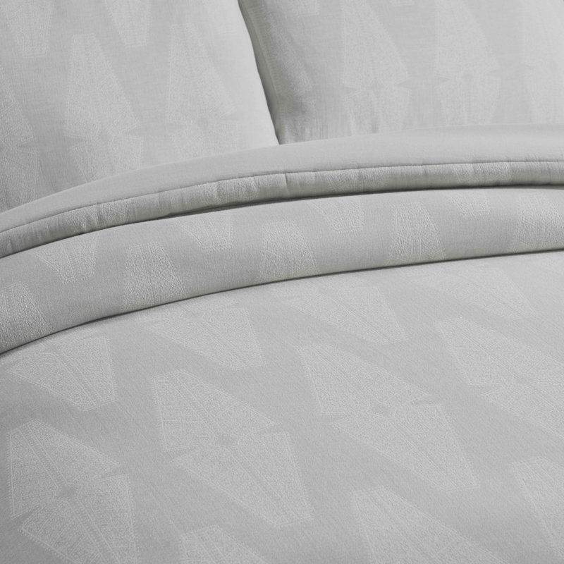Ensemble d'édredon 100% coton Manali, Gris, Édredon pour très grand lit + 2 taies décorativ