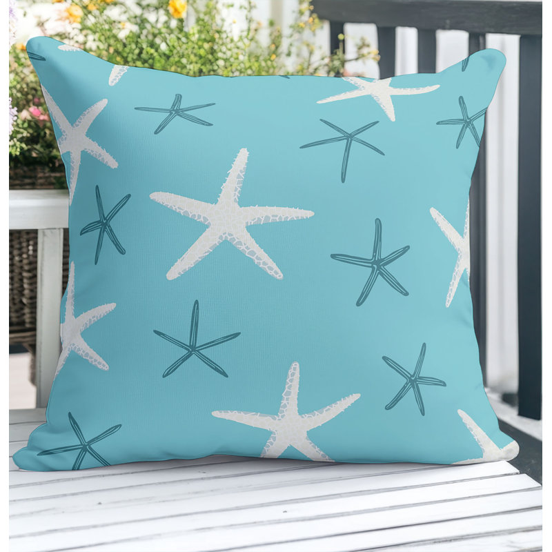 Coussin décoratif extérieur Starfish, Carré 18 po, Bleu