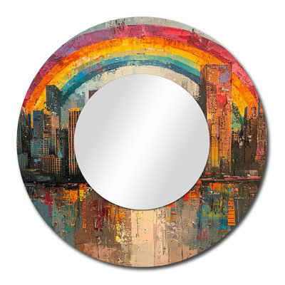 Rainbow Over The City Of New York I - Traditional Mirror For Wall Art Decor - Printed On Metal