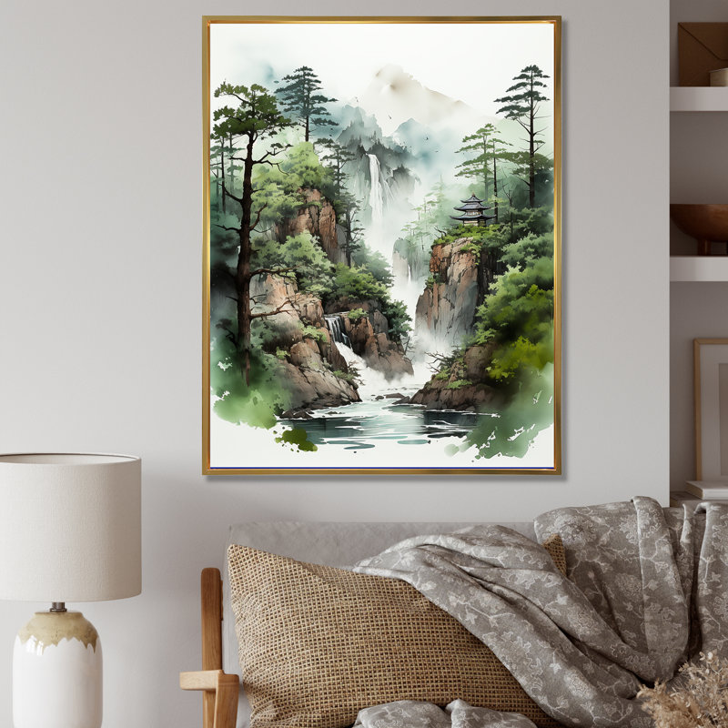 Minimalisme Cliffside Reverie I, H 32 po x l 24 po x P 1 po, Cadre flottant doré