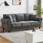 Canapé 86 po moderne à 3 places avec accoudoirs roulés et garniture cloutée, canapé rembourré en chenille avec pieds en bois massif pour salon et appartement (capacité de 700 lb)-1833374042-1833374046-1833374044