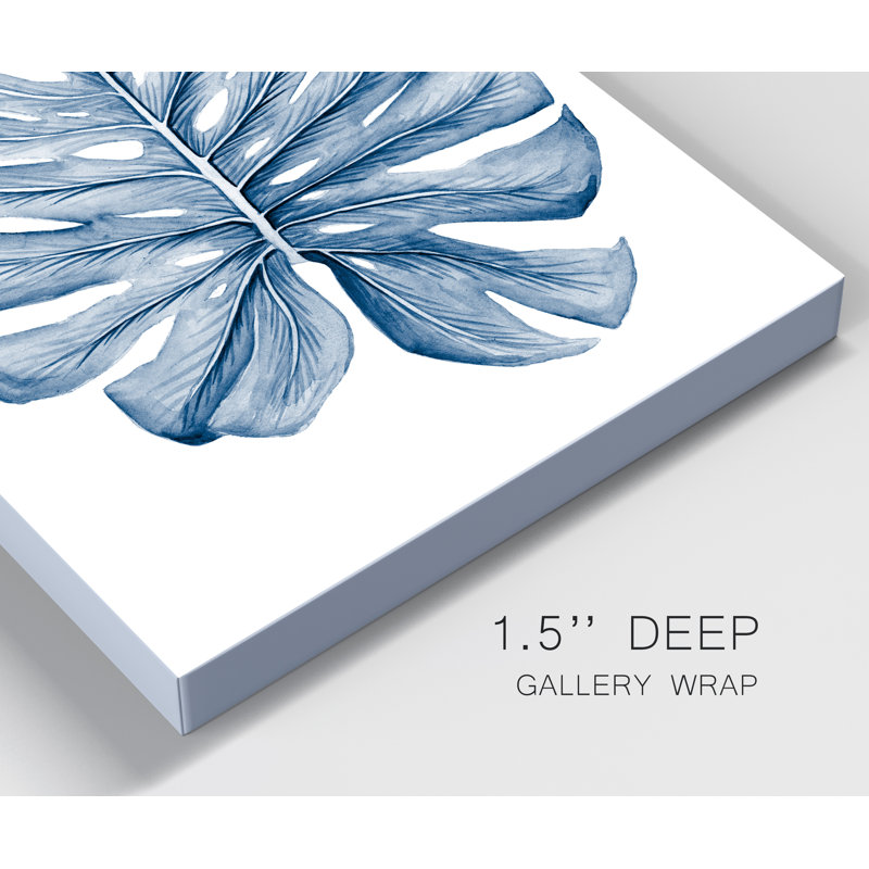 Reproduction d’art sur toile tendue « Indigo tropical Leaves I », H 27 po x l 18 po x P 1 po