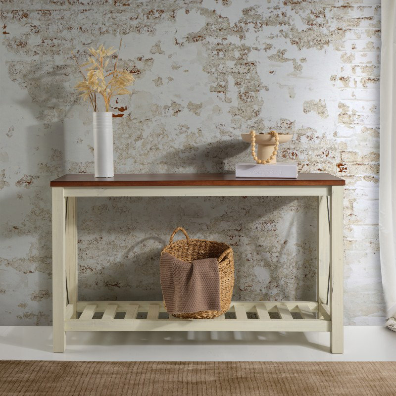 132cm Solid Wood Console Table, White