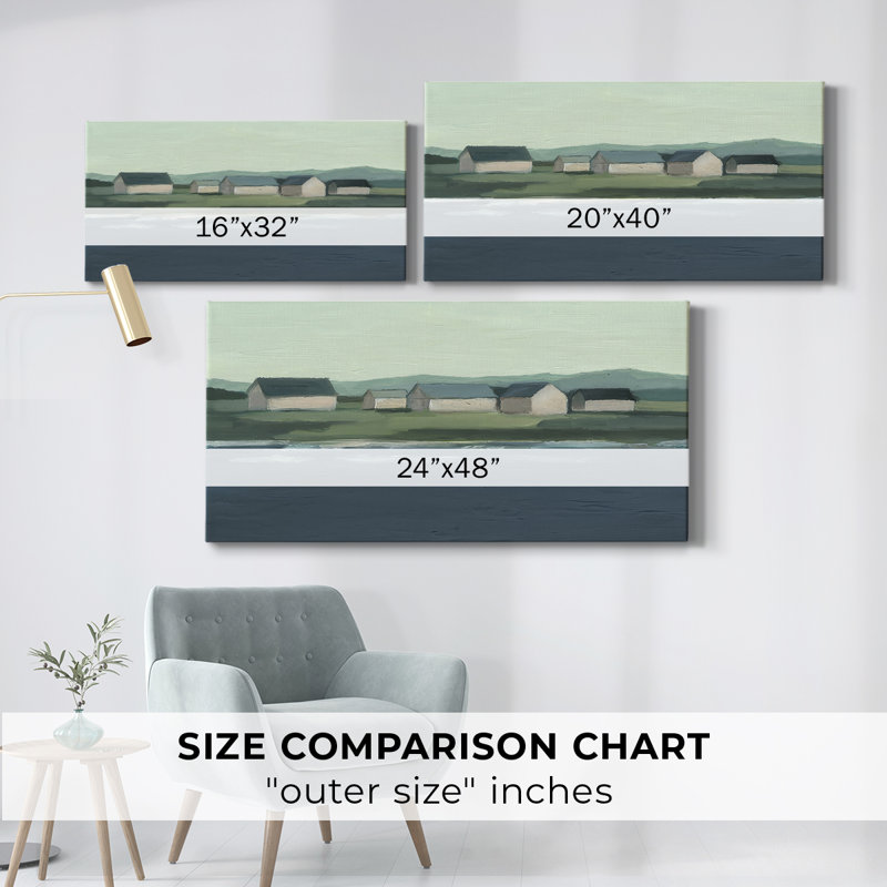 Lakeside Coast I - Toile tendue avec châssis - Prêt à accrocher, H 20 po x l 40 po
